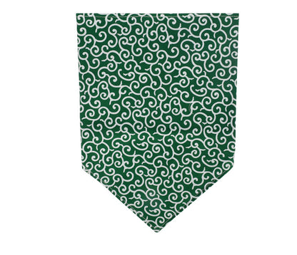 Green bandana with white pattern on a white background