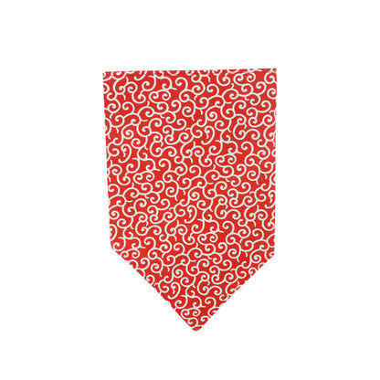Red bandana with white pattern on a white background